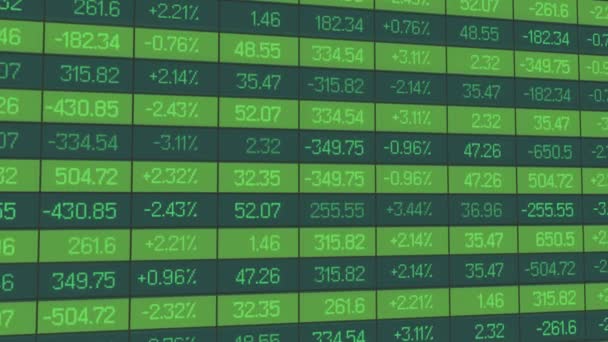 Information om värdepappersmarknaden erbjudanden uppdaterar på stor elektronisk display — Stockvideo