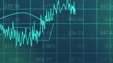 Elektronik diyagramüzerinde hareket eden eğriler, istatistiksel veri analizi sunumu