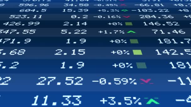 Cotizaciones cambiando en tiempo real mercado de valores ticker, animación generada por ordenador — Vídeos de Stock