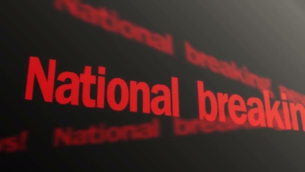 Národní lámání zprávy červený text běží v televizi. Exkluzivní rozhovor v televizi — Stock video