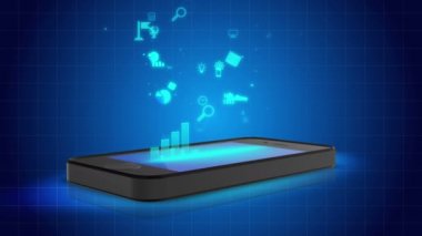 Bilgisayar animasyon simgeleri ile akıllı telefon, online uygulamaları hayatı kolaylaştırmak