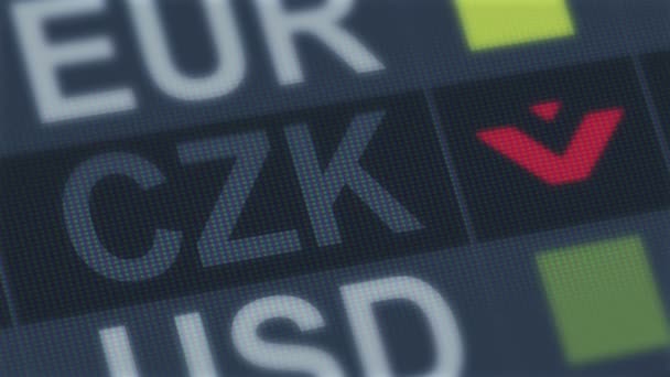 Tsjechische kroon vallen. Wereld uitwisseling markt standaard. Wereldwijde financiële crisis — Stockvideo