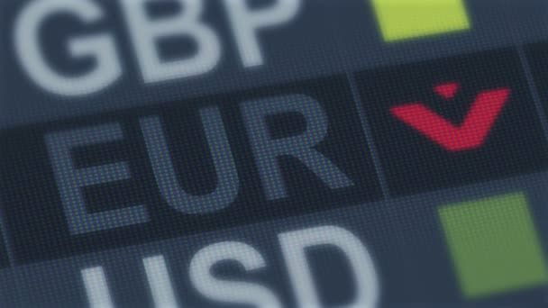 EU euro vallen. Wereld uitwisseling markt standaard. Wereldwijde financiële crisis — Stockvideo
