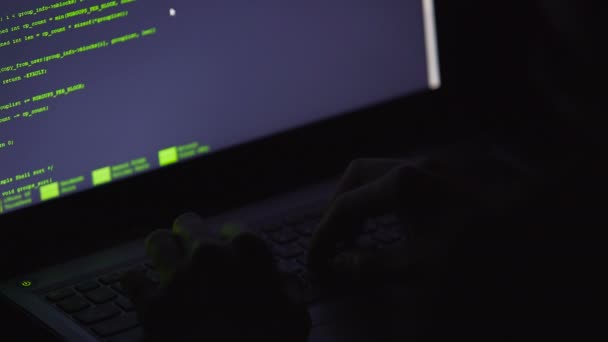 Cyberestorsione, hacker professionista che attacca il server di notte, crimini informatici — Video Stock