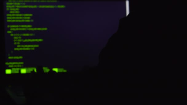 Çalışma gece, bilgisayar suç hacker kesmek veritabanına başarılı girişim — Stok video