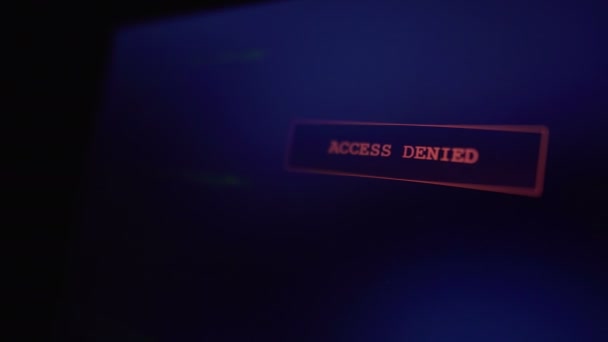 Accès refusé signe d'avertissement rouge à l'écran, tentative de piratage échoué, protection 