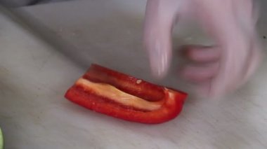 Cook'un doğrama sulu kırmızı biber bıçak