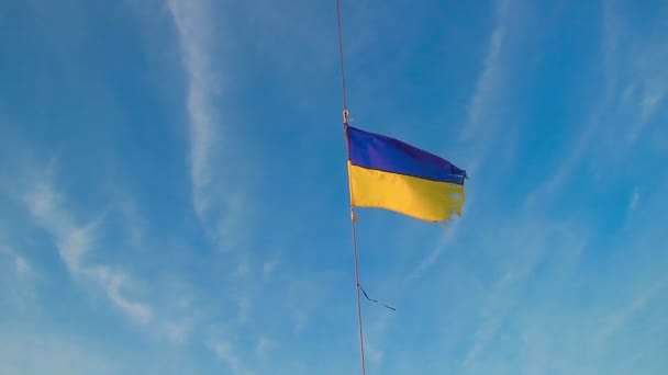 Ukrainska flagga vajande i vinden — Stockvideo