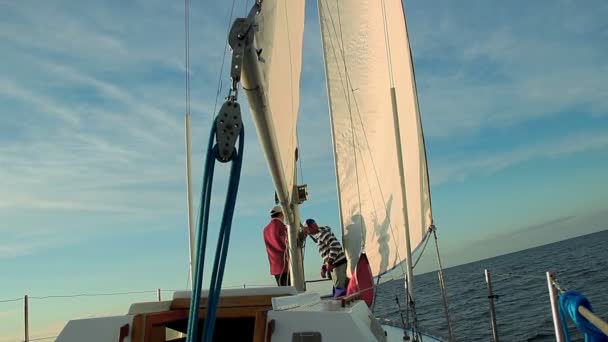 Sailors working on deck — Stock Video