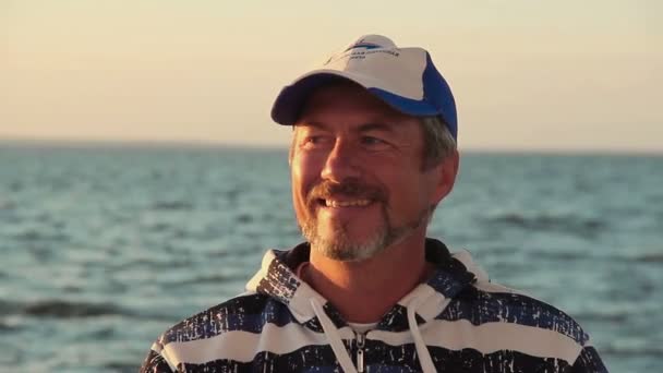 Portrait of senior happy man — Stock Video