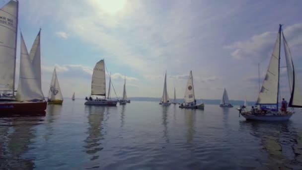 Яхты на воде — стоковое видео