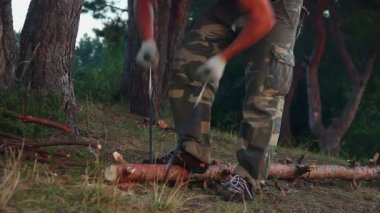 Erkek testere ahşap eller