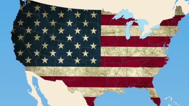 Aufstrebender Staat auf der US-Landkarte — Stockvideo