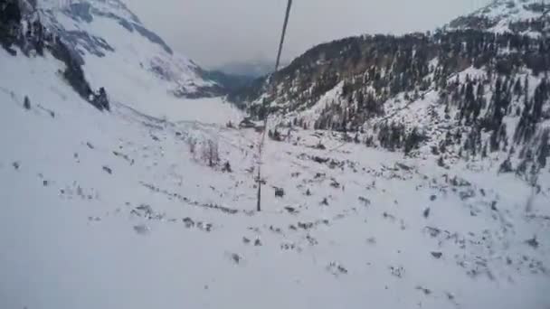 Point of view of ropeway passenger moving at wild speed, scary trip, timelapse — Stock Video