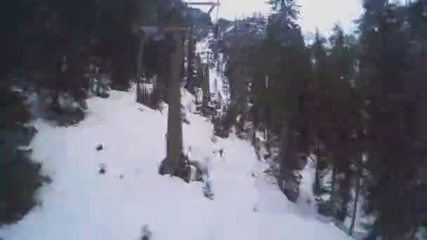 Time-lapse of cablecar cabin moving down fast in view of passenger, nightmare — Stock Video