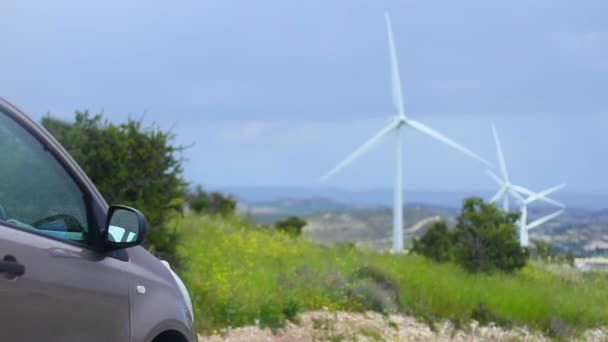 Wind turbines rotating — Stock Video