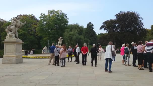 広場で写真を撮る観光客のグループ — ストック動画