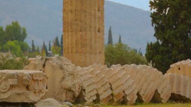 Harabeleri ve sütun, Olympian Zeus Tapınağı Atina, turistik