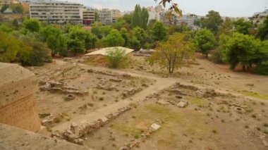 Arkeoloji kazı sitesi panorama, Bina kalıntıları, kültürel miras taş