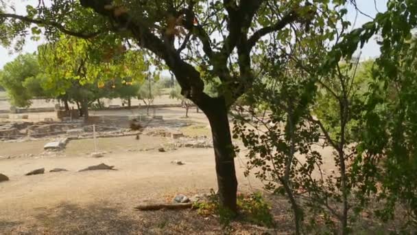 Vista panorámica del sitio de excavación arqueológica, búsqueda de restos históricos antiguos — Vídeo de stock