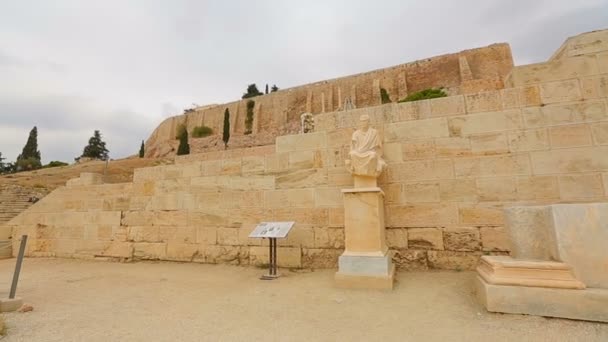 Ingången till Dionysos teatern nedanför Akropolis i Aten kulturarv — Stockvideo