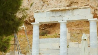 Antik mermer colonnade kalır, dekorasyon hakkında antik Yunan film için ayarla