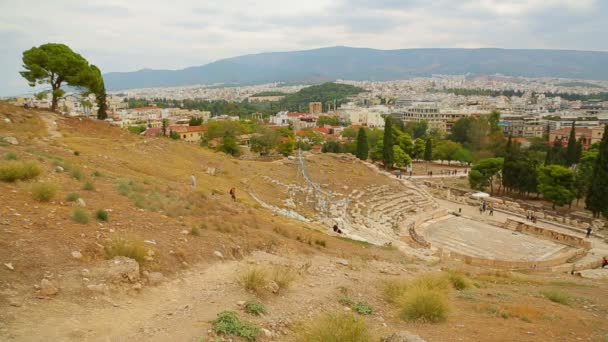 Panorama vista das atrações turísticas em Atenas, conservação do património cultural — Vídeo de Stock