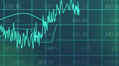 Elektronik diyagramüzerinde hareket eden eğriler, istatistiksel veri analizi sunumu
