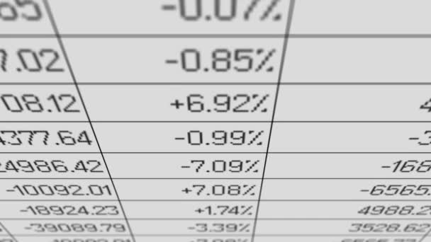 Beurskoers gegevens wijzigen, elektronisch bestand, tracking spreadsheet software — Stockvideo