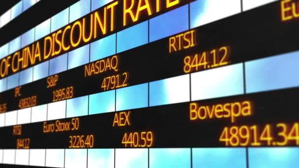 Namen der wichtigsten Börsen der Welt, Börsenkurse auf elektronischem Tickersystem — Stockvideo