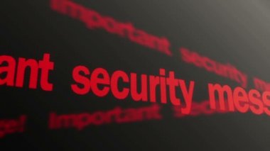 Önemli güvenlik iletisi. Virüsten koruma sistemi alarm. Kırmızı metin ekranda çalışan