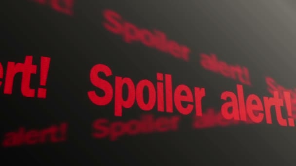 Texte d'alerte spoiler en cours d'exécution sur l'écran de télévision. Tracé révéler avertissement dans les articles, films 