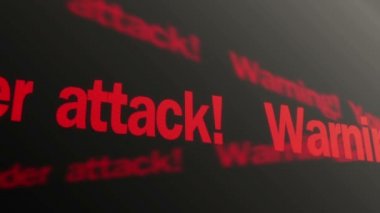 Uyarı, saldırı altında mısınız. Virüsten koruma sistemi alarm. Metin ekranda çalışan