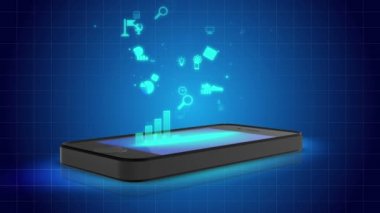 Bilgisayar animasyon simgeleri ile akıllı telefon, online uygulamaları hayatı kolaylaştırmak