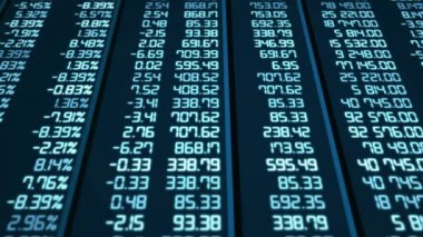 Bilgisayar tarafından oluşturulan kadeh tabloda değişen rakamlar ile elektronik yönetim kurulu