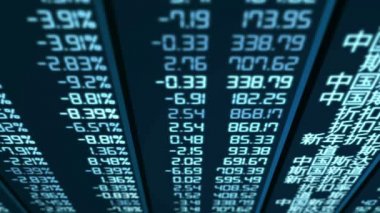 Animasyon gerçek zamanlı tekliflerin, Çin borsa tahtada değişen fiyatları listesi