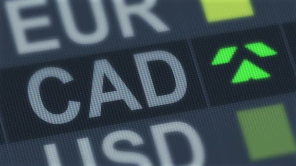 Mercado de cambio mundial. Tipo de cambio fluctuante. Aumento del dólar canadiense, caída — Vídeos de Stock