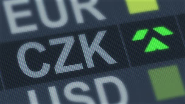 World exchange market. Currency rate fluctuating. Czech koruna rising, falling — Stock Video