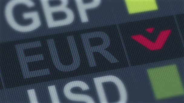 Wereld uitwisseling markt standaard. Wereldwijde financiële crisis. EU-euro die vallen — Stockvideo