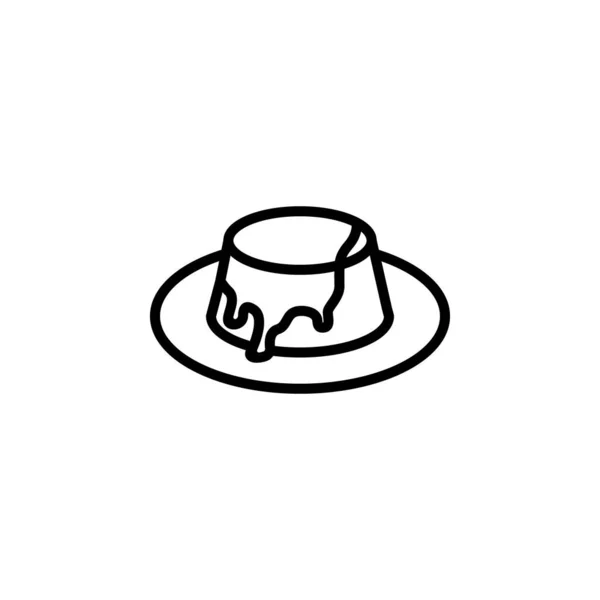 コーヒープディングベクトルのアイコン 白を基調としたソースで可愛いプリン ミニマリストラインアート — ストックベクタ