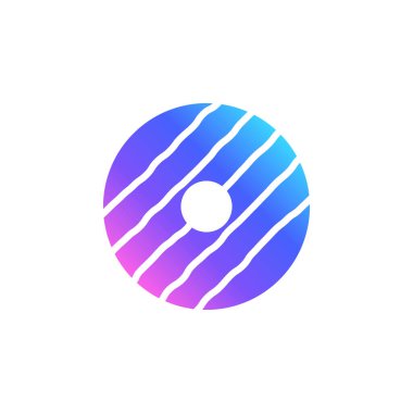 Parlak renk eğiminde çizgili çörek vektör simgesi. Beyaz arka planda izole edilmiş çikolata soslu tatlı donut..