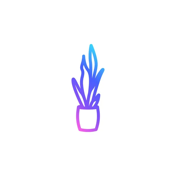 Planta Doméstica Icono Vector Maceta Degradado Color Brillante Lengua Suegra — Vector de stock