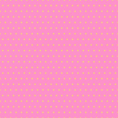 Pembe arka planda sarı benekli, pürüzsüz desen. Çizgi film tarzında şirin küçük daireler vektör deseni. Minimalist ve basit düz stil.