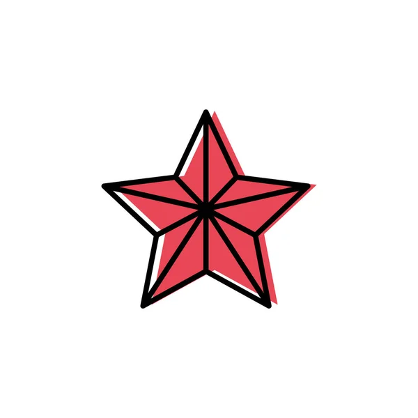 Icono de vector estrella roja. Lindo delineado estrella roja para la decoración del árbol de Navidad aislado sobre fondo blanco. Esquema negro. — Vector de stock