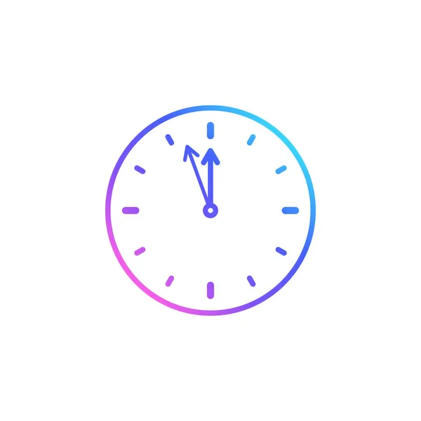 Reloj icono vectorial en estilo minimalista para la Navidad y Nochevieja. Doce en punto. Reloj aislado sobre fondo blanco — Vector de stock