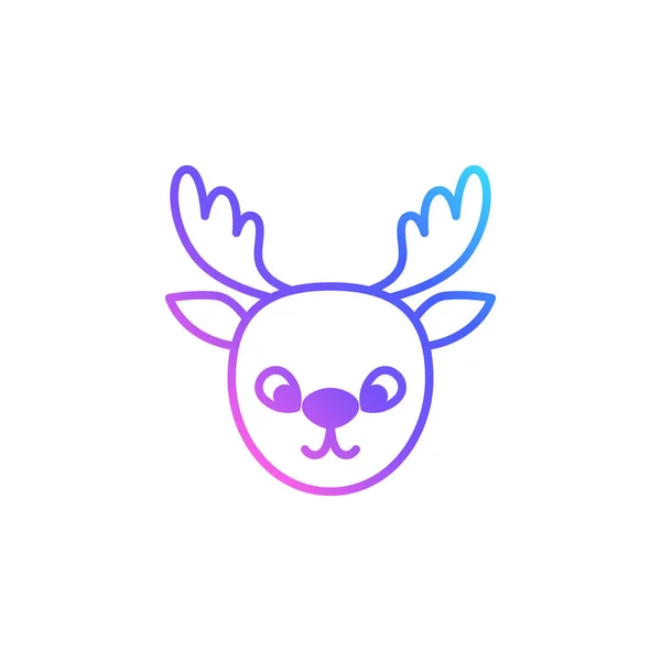 Deer Head Vector Icon Line Art Christmas Trendy Vibrant Color — Stock Vector