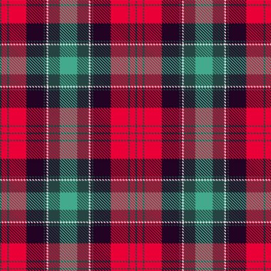 Noel tartsız deseni. Moda, parlak Noel renkleri. Kırmızı, yeşil ve mor renkli kareli İskoç süsü