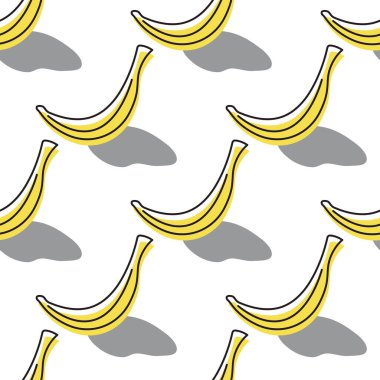 2021 'in beyaz, sarı ve gri renklerinde şirin muzlar. Modaya uygun sarı muz deseni