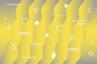 2021 'in beyaz, sarı ve gri renklerinde minimalist, pürüzsüz deseni. Moda soyut geometrik desen