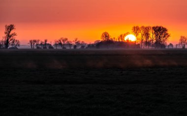 Sun raise in Groningen in the Netherlands
